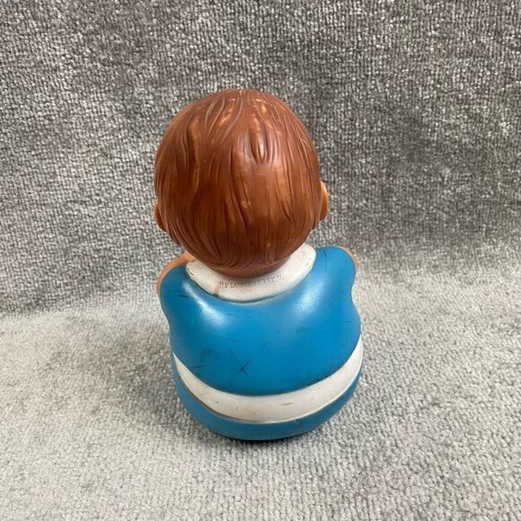 Vintage 1967 Uneeda Doll Co Plum Pees Rubber Blue Toy - Picture 2 of 7